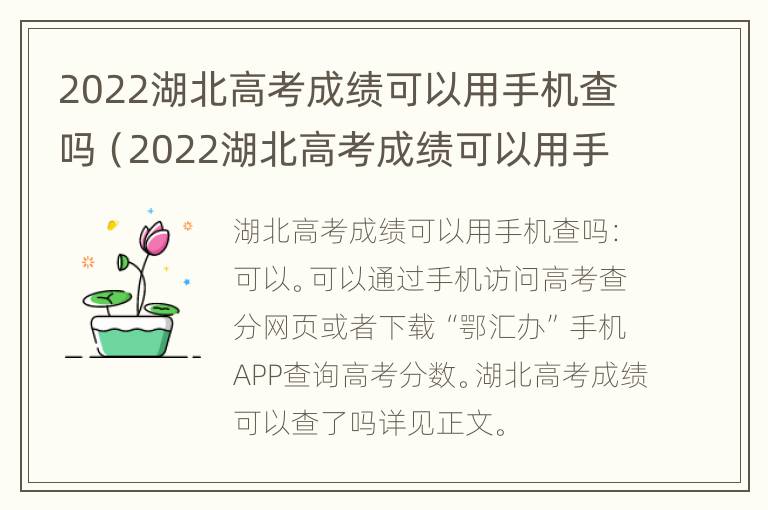 2022湖北高考成绩可以用手机查吗（2022湖北高考成绩可以用手机查吗知乎）