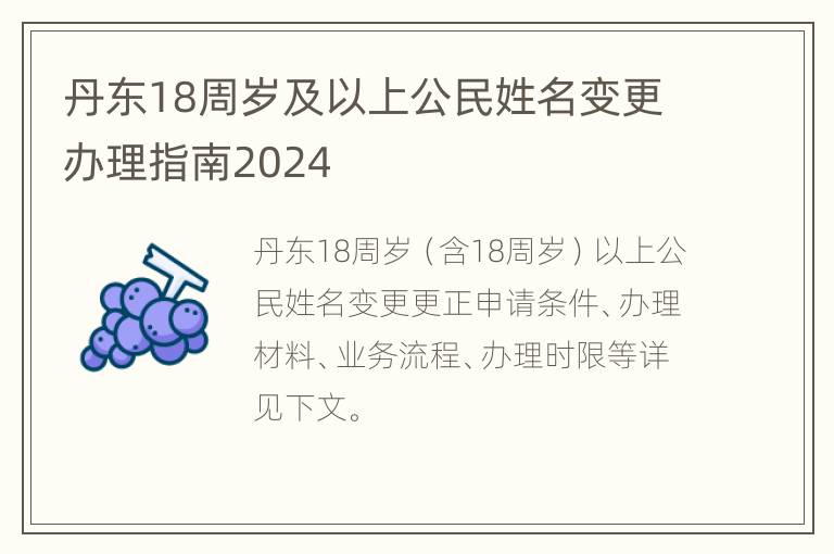 丹东18周岁及以上公民姓名变更办理指南2024