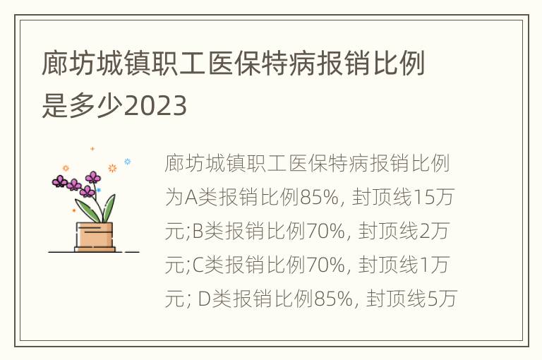 廊坊城镇职工医保特病报销比例是多少2023