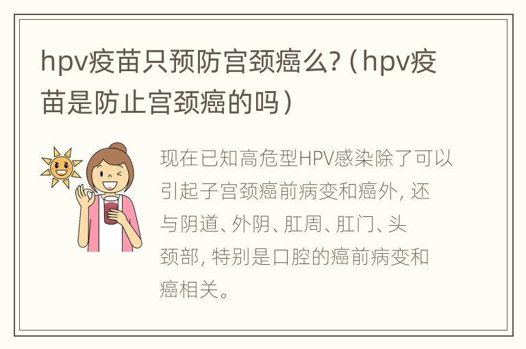 hpv疫苗只预防宫颈癌么?（hpv疫苗是防止宫颈癌的吗）