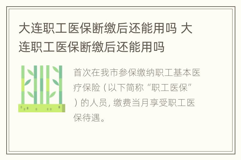 大连职工医保断缴后还能用吗 大连职工医保断缴后还能用吗