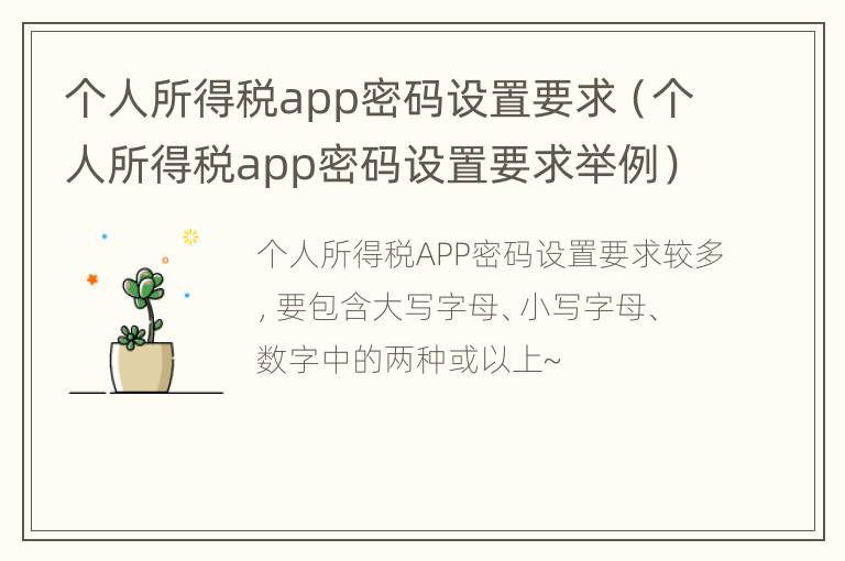 个人所得税app密码设置要求（个人所得税app密码设置要求举例）