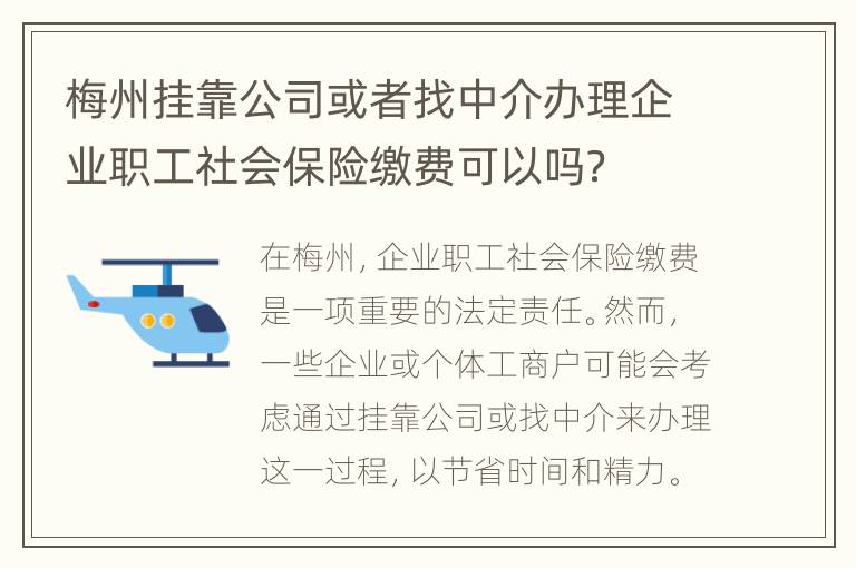 梅州挂靠公司或者找中介办理企业职工社会保险缴费可以吗？