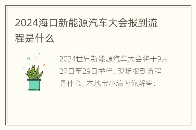 2024海口新能源汽车大会报到流程是什么