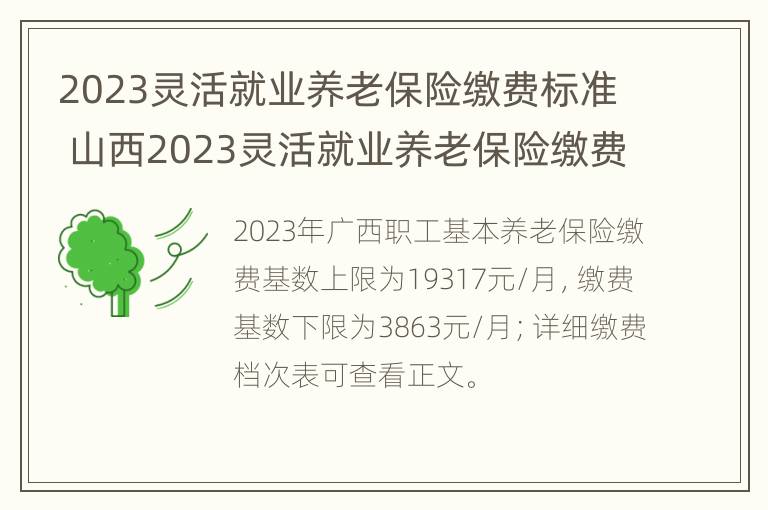 2023灵活就业养老保险缴费标准 山西2023灵活就业养老保险缴费标准