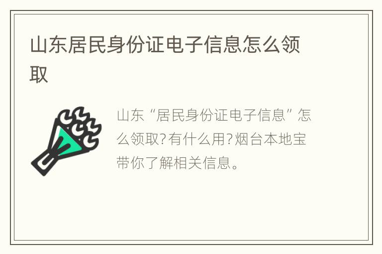 山东居民身份证电子信息怎么领取