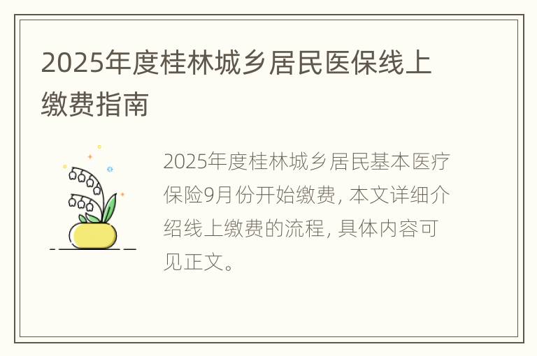 2025年度桂林城乡居民医保线上缴费指南