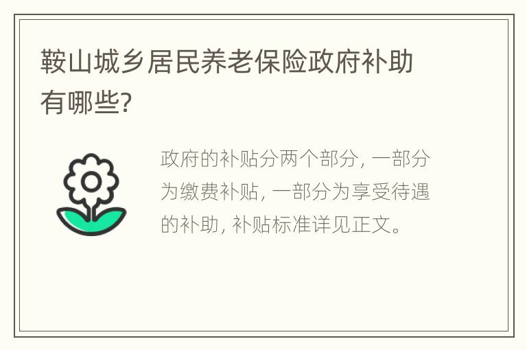 鞍山城乡居民养老保险政府补助有哪些？