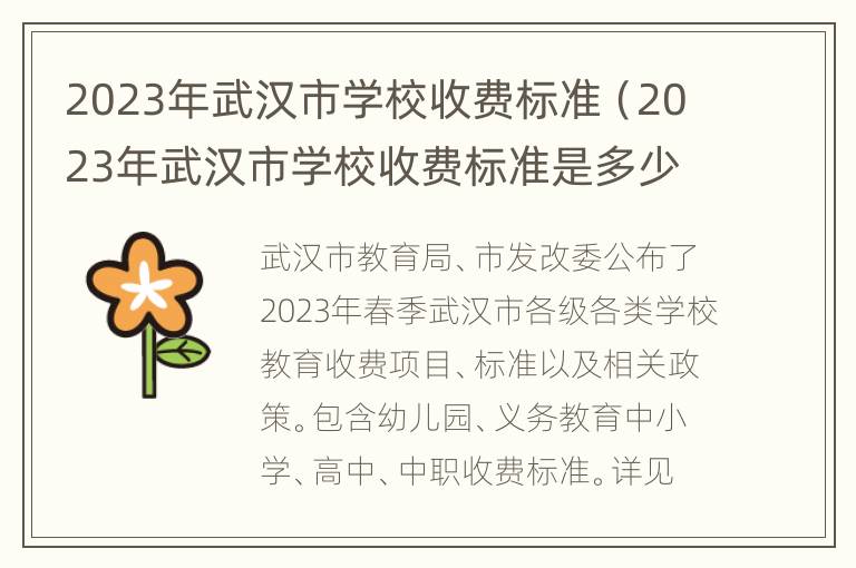 2023年武汉市学校收费标准（2023年武汉市学校收费标准是多少）