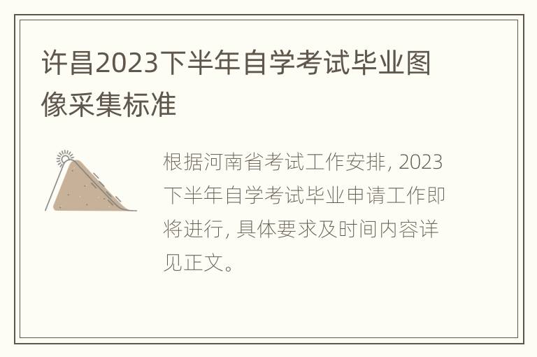 许昌2023下半年自学考试毕业图像采集标准