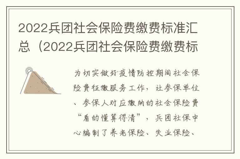 2022兵团社会保险费缴费标准汇总（2022兵团社会保险费缴费标准汇总图）