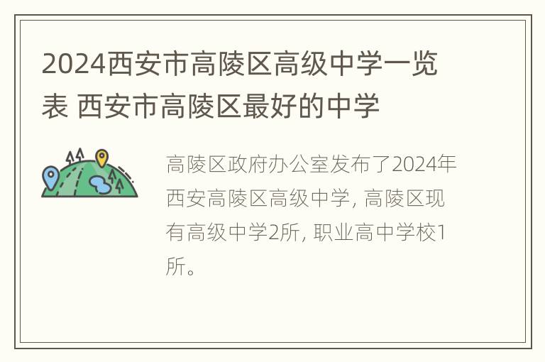 2024西安市高陵区高级中学一览表 西安市高陵区最好的中学