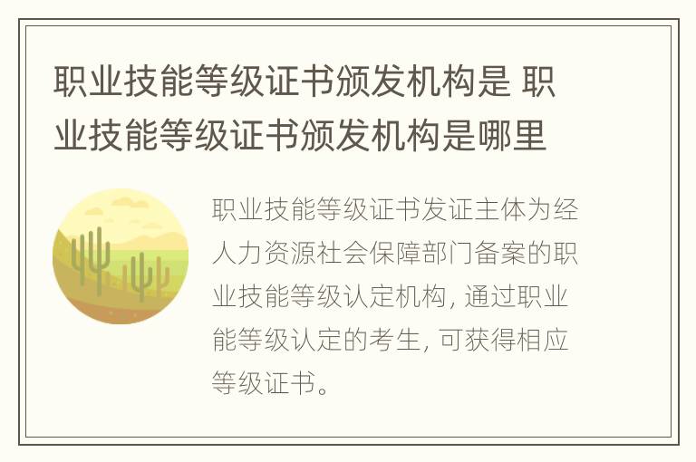 职业技能等级证书颁发机构是 职业技能等级证书颁发机构是哪里