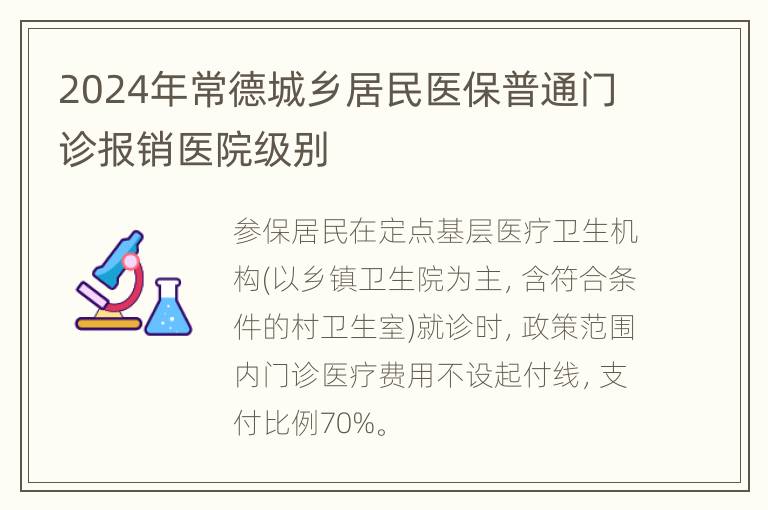 2024年常德城乡居民医保普通门诊报销医院级别