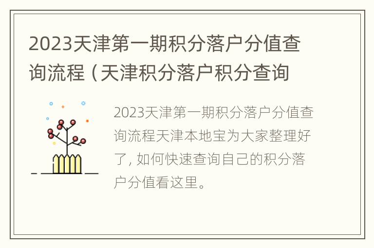 2023天津第一期积分落户分值查询流程（天津积分落户积分查询表）