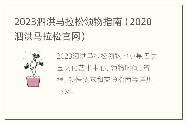 2023泗洪马拉松领物指南（2020泗洪马拉松官网）