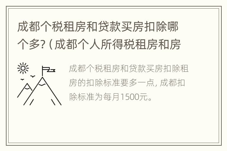 成都个税租房和贷款买房扣除哪个多?（成都个人所得税租房和房贷哪个好）