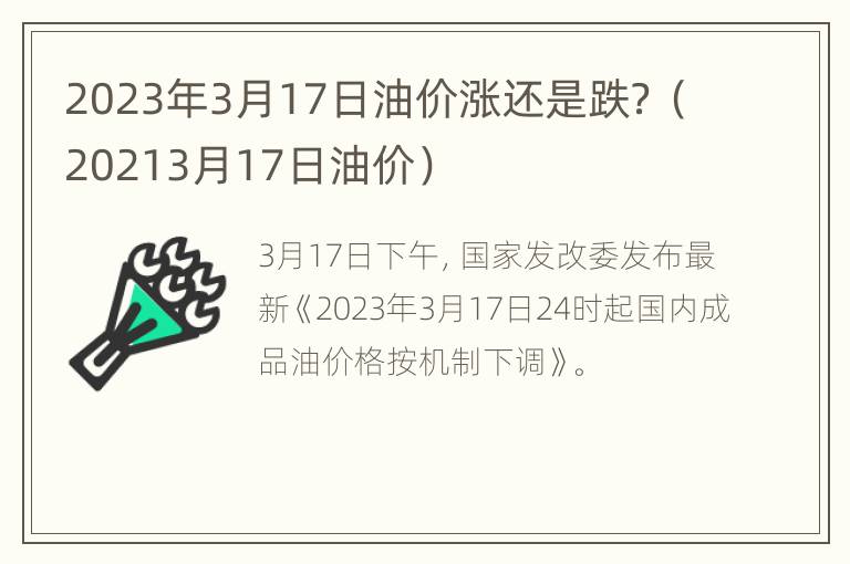 2023年3月17日油价涨还是跌？（20213月17日油价）