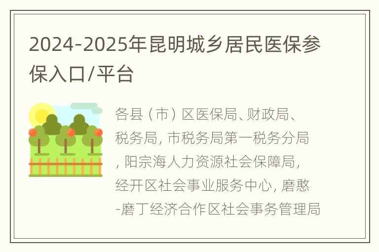 2024-2025年昆明城乡居民医保参保入口/平台