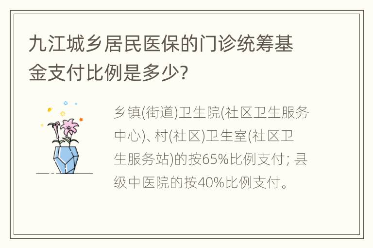 九江城乡居民医保的门诊统筹基金支付比例是多少?