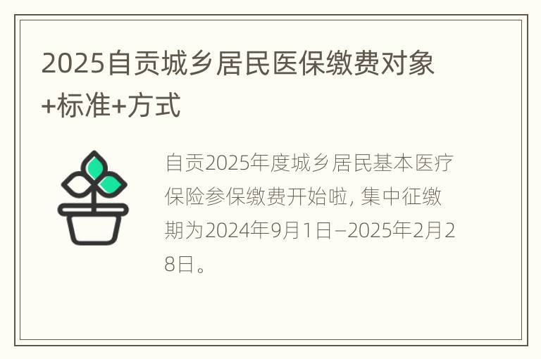 2025自贡城乡居民医保缴费对象+标准+方式