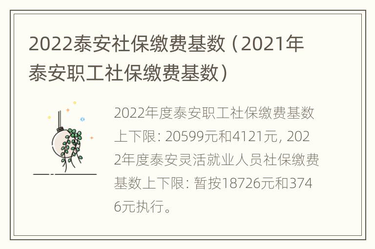 2022泰安社保缴费基数（2021年泰安职工社保缴费基数）