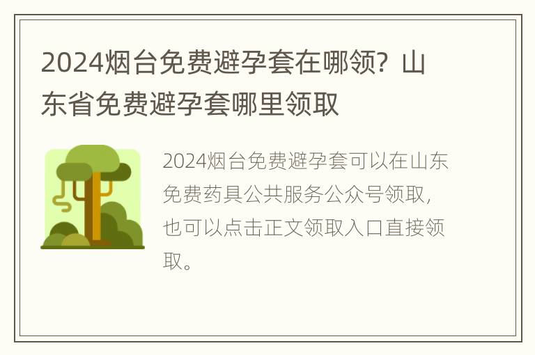 2024烟台免费避孕套在哪领？ 山东省免费避孕套哪里领取