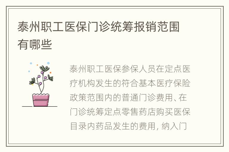 泰州职工医保门诊统筹报销范围有哪些