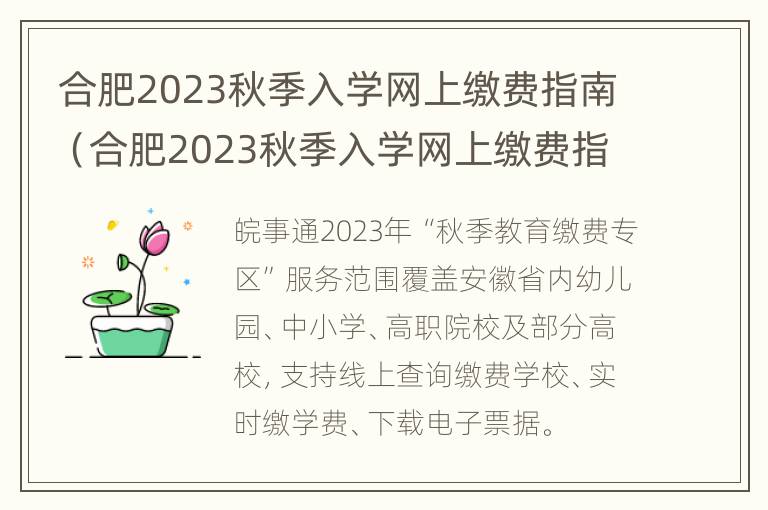 合肥2023秋季入学网上缴费指南（合肥2023秋季入学网上缴费指南电子版）