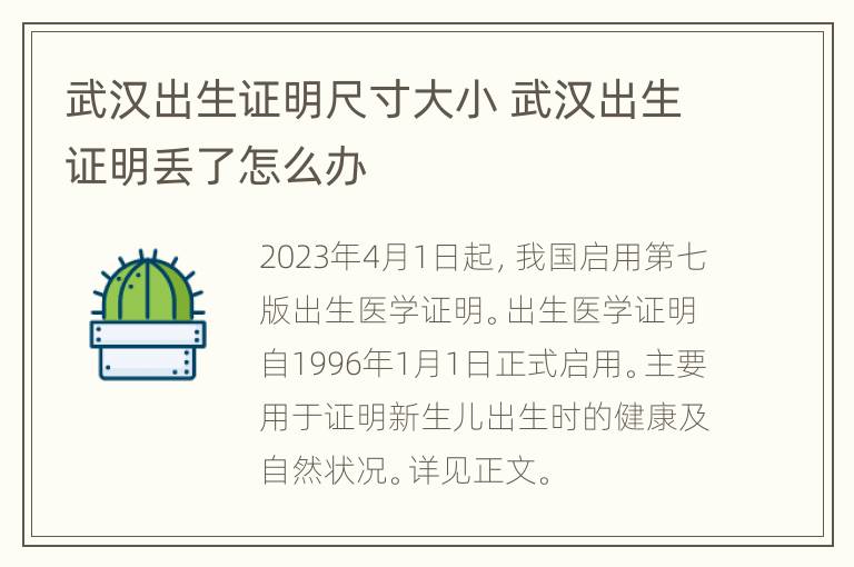 武汉出生证明尺寸大小 武汉出生证明丢了怎么办