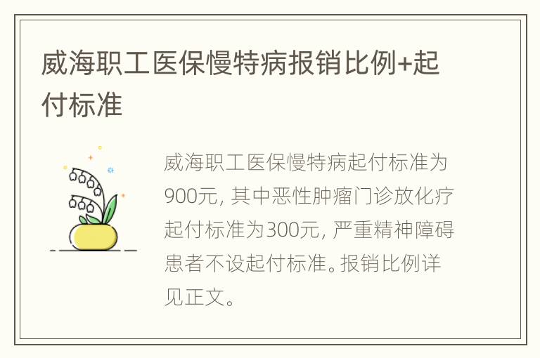 威海职工医保慢特病报销比例+起付标准