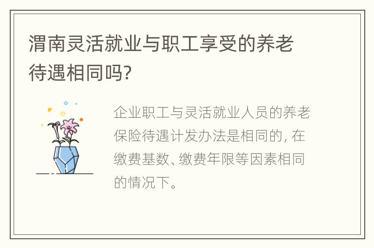 渭南灵活就业与职工享受的养老待遇相同吗？