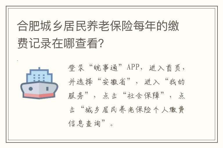 合肥城乡居民养老保险每年的缴费记录在哪查看？