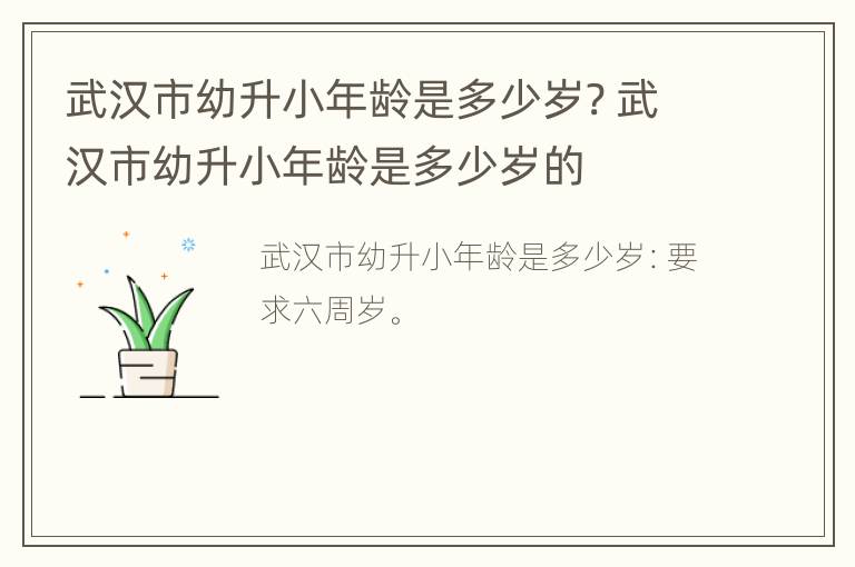 武汉市幼升小年龄是多少岁? 武汉市幼升小年龄是多少岁的