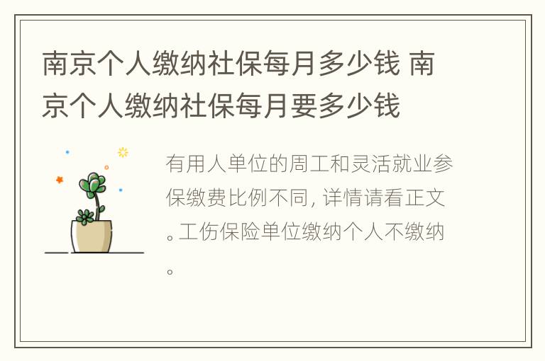 南京个人缴纳社保每月多少钱 南京个人缴纳社保每月要多少钱