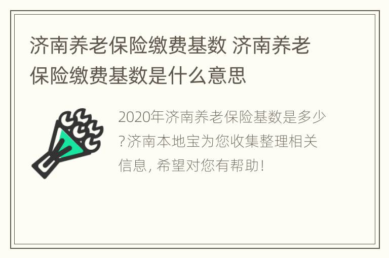 济南养老保险缴费基数 济南养老保险缴费基数是什么意思