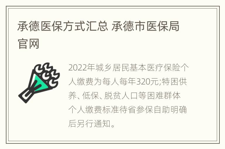 承德医保方式汇总 承德市医保局官网