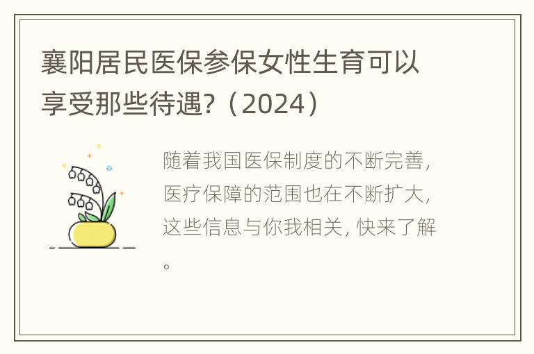 襄阳居民医保参保女性生育可以享受那些待遇？（2024）