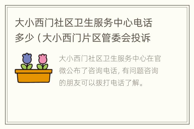 大小西门社区卫生服务中心电话多少（大小西门片区管委会投诉电话）