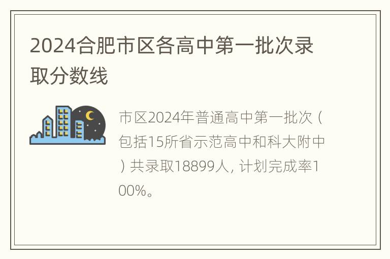 2024合肥市区各高中第一批次录取分数线