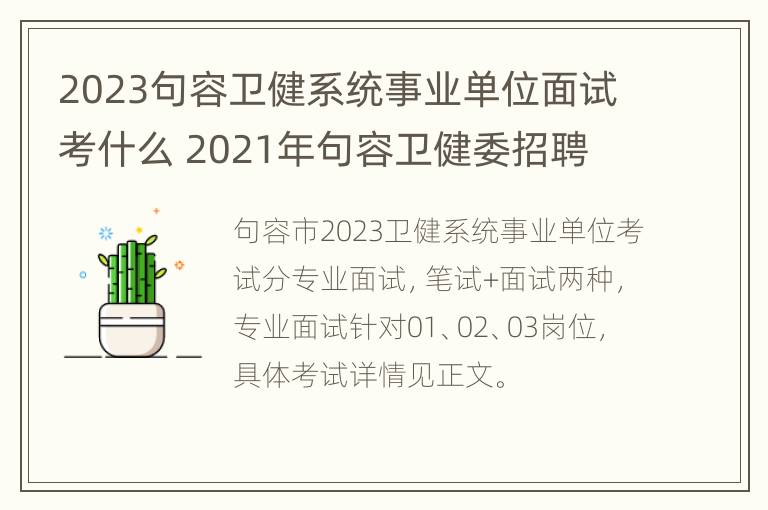 2023句容卫健系统事业单位面试考什么 2021年句容卫健委招聘