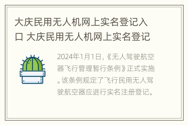 大庆民用无人机网上实名登记入口 大庆民用无人机网上实名登记入口电话