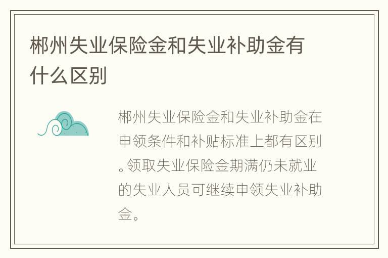 郴州失业保险金和失业补助金有什么区别