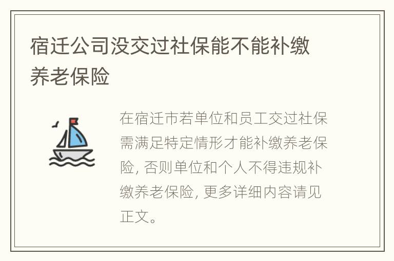 宿迁公司没交过社保能不能补缴养老保险