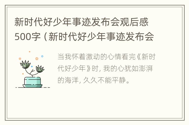 新时代好少年事迹发布会观后感500字（新时代好少年事迹发布会观后感500字怎么写）