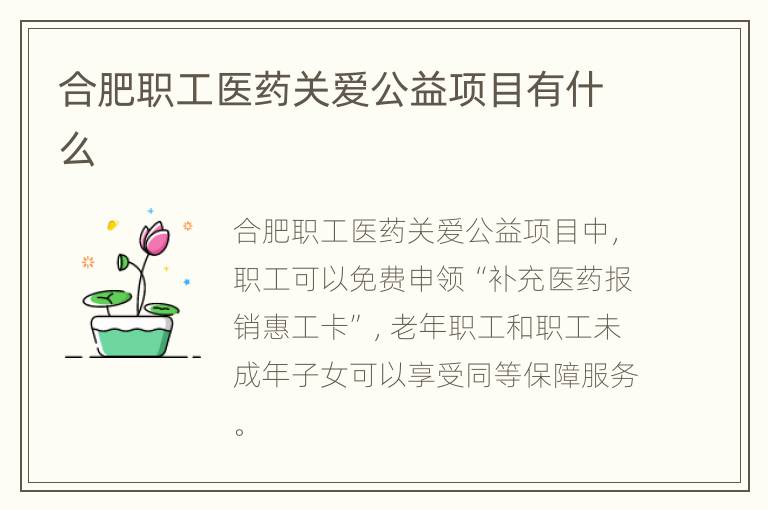 合肥职工医药关爱公益项目有什么