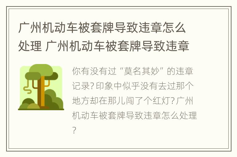 广州机动车被套牌导致违章怎么处理 广州机动车被套牌导致违章怎么处理的