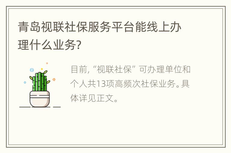 青岛视联社保服务平台能线上办理什么业务？