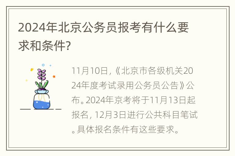 2024年北京公务员报考有什么要求和条件?