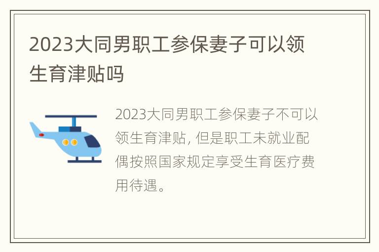 2023大同男职工参保妻子可以领生育津贴吗